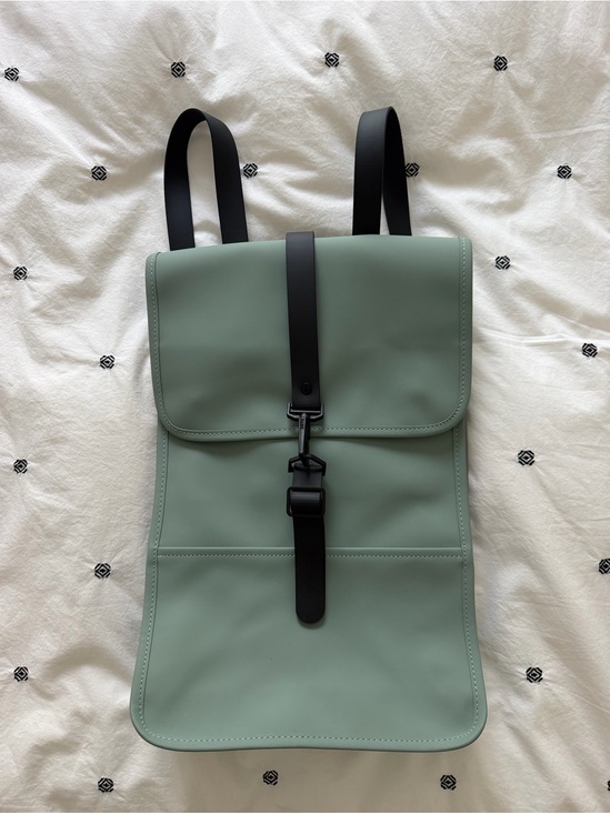 Rains Handbags - Rains Unisex Minimalist Sage Green Backpack with Black Strap